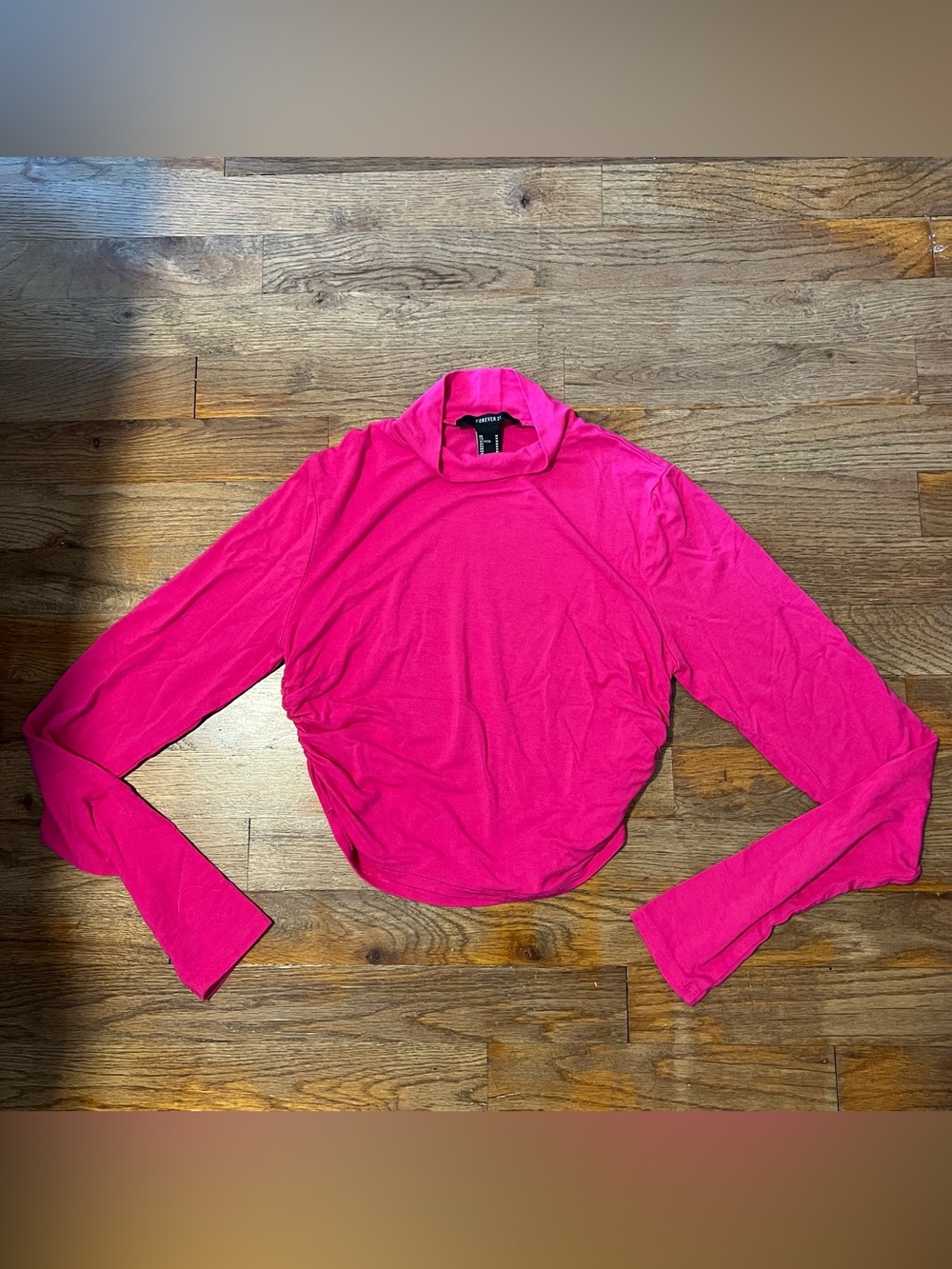 Fun Pink Soft Long Sleeve Turtle Neck Forever 21 Medium Cropped